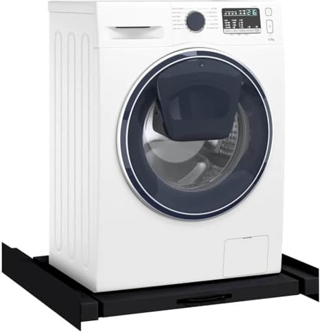 vidaXL Estante Intermedio para Lavadora Negro 60 x 60 x 8 cm Acero, Estantería de Metal Duradera, Organizador portátil de lavandería, ahorrador de Espacio, Almacenamiento útil, Accesorio para el hoga