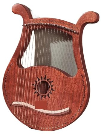 Harfe Lyra 19 Saiten Harfe Klavier Mahagoni Musikinstrument Mit Ersatz Aufbewahrungstasche(Dark Wood)
