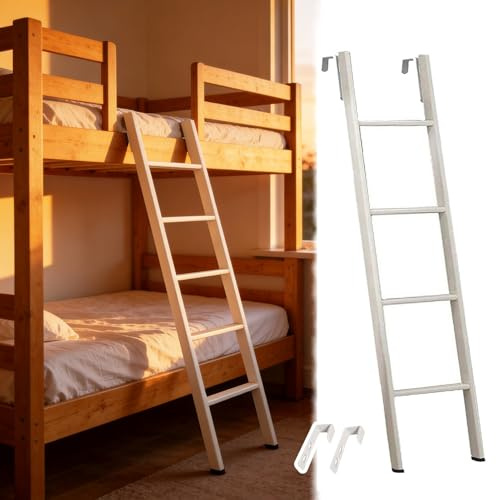 Hochbett Leiter Leiter für Etagenbetten (Zuhause, Studentenwohnheim), Verstellbare Metallleiter mit Haken für Wohnmobile, Ersatzstufe (kurz), 116/130/140/150/160/170/180/185 cm(130cm/50)
