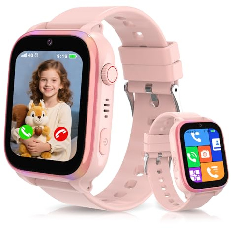 YEDASAH 4G Montre Connectée Enfants, Appels Vidéo, Localisation GPS, IP68 Étanche Montre Telephone Enfant avec SOS, Musique, Mode École, Podomètre, Jeux, Réveil, Prendre des Photos, 4 à 15 Ans Cadeau