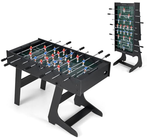 HOMASIS Kickertisch, klappbarer Tischfußball inkl. 22 Kicker, 2 Bällen & 2 Punktezähler, Tischkicker für Erwachsene & Kinder, Fußballtisch, Spieltisch für Partys & Bars, 121 x 60,5 x 81 cm