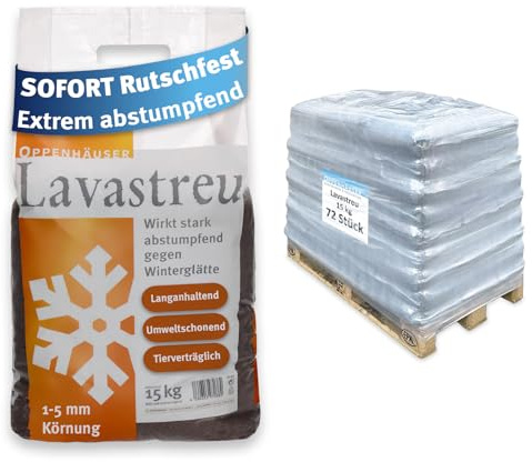 OPPENHÄUSER Lava-Granulat 1080kg: Stark abstumpfend & rutschhemmend mit | Sofortwirkung, umweltfreundlich & tierfreundlich, salzfrei, für Straßen & Gehwege, gebrochen & gesiebt, Premium, 1 Palette