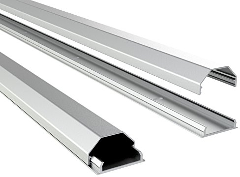 RICOO Kabelkanal aus Aluminium Universal Z0100-S Kabelführungssystem für Fussboden und Wand Wandleiste Kabelklemme Oberputzinstallation Kabelrinnen Leitungskanal, Silber