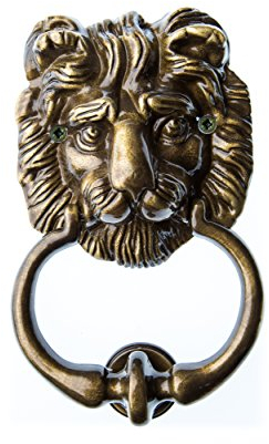 HUBER Türklopfer Löwe 12460 schwere Ausführung, Messing patiniert, witterungsbeständig