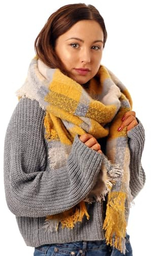 Style Slice Women's Tartan Plaid Blanket Scarf Oversized Shawl Wrap
