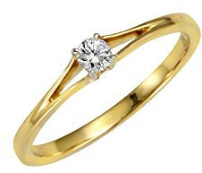 Diamonds by Ellen K. Damen Ring 585/- Gold Glänzend Brillant gelb 0,10ct. 317370046-1