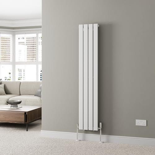 DuraTherm® 1600 x 300mm White Vertical Designer Radiator Single Column Flat Panel Modern Central Heating Panels Bathroom Radiators