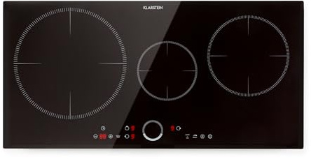 Klarstein Placa Induccion Eléctrica, 5800W, Vitrocerámica Inducción Eléctrica de 3 Fuegos, Placas de Cocción de Sobremesa, Control Táctil, Placas de Cocción de Inducción, Eléctricas para Cocinar