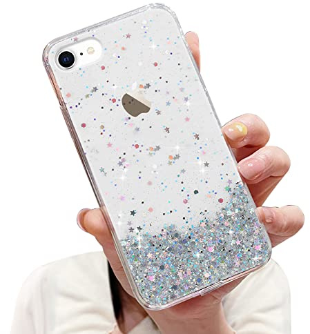 LCHULLE Glitzer Hülle Kompatibel mit iPhone 7/8/SE2020/SE2022(4.7 Zoll) Handyhülle Mädchen Schuzhülle Glitzer klar Handyhülle Silikon Case für iPhone 7/8/SE2020/SE2022 Transparent