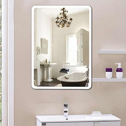 YJIIJY Miroir de Salle de Bains 80x60cm avec éclairage LED, Miroir Lumineux LED de Salle de Bain avec Interrupteur Tactile, Miroir Mural Lumineux Salle de Bain, Miroir Mural avec Éclairage Intégré