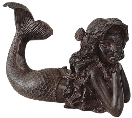 Generisch groß Deko Figur Meerjungfrau Mermaid maritim braun Dekoobjekt Skulptur Statue - liegend