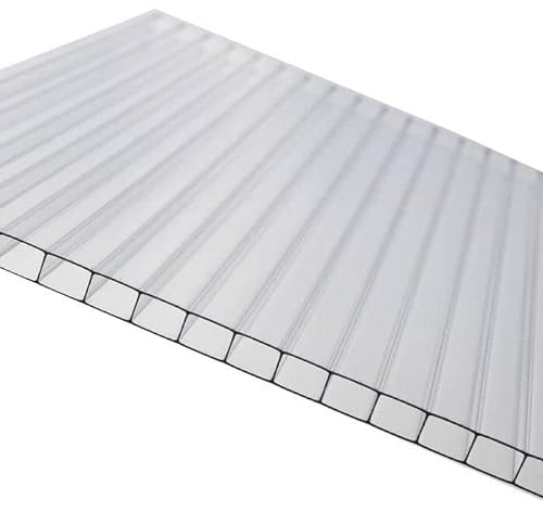 Polycarbonate Greenhouse Roofing Sheet - 4mm Thick - Clear - Twinwall - UV Resistant - Easy to Cut and Install - Thermal and Sound Insulation – 10 Year Guarantee - 61 x 122 cm (UK Mainland Only)