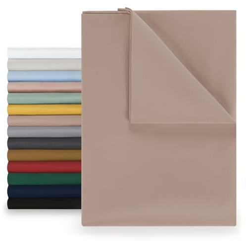 Blumtal® Basic Betttuch 180x275 cm für Matratzen 120x200 cm - Bettlaken ohne Gummi - Oeko-TEX zertifiziertes Betttuch ohne Gummi - Leintuch aus gebürstetem Microfaser- Bettbezug 120x200 cm in Taupe
