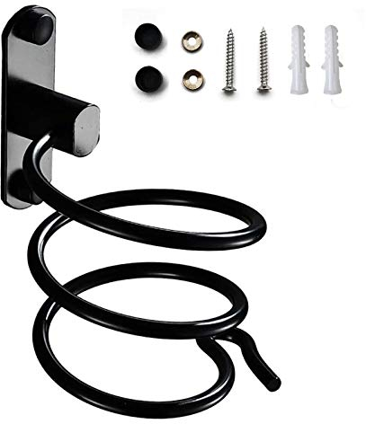 Oneroomone Föhn Halterung, Fönhalter ohne Bohren, Haartrockner Kabelhalter, Föhnhalter Wand ohne Bohren, Schwarze Badezimmer-Wandhalterung, für Hotel, Bad, Toilette, Friseursalon