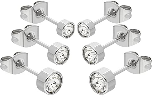 Max Palmer - 3 Paar Ohrstecker Set mit Swarovski Kristall