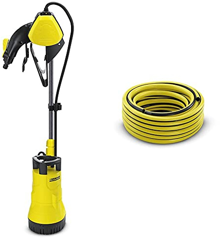 Kärcher Fasspumpe BP 1 Barrel (Bewässerung mit Regenwasser, 400 Watt, 3800 l/h) & 2.645-138.0 Schlauch PrimoFlex (1/2 Zoll, 20 m)