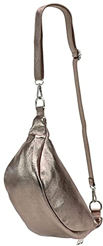 SH Leder ® echt Leder Hüfttasche Damen Herren unisex Gürteltasche für Festival Reise Bauchtasche mittelgroße Crossbody Bag Frauen Ledertasche 32x17cm Marie G528 (Bronze)