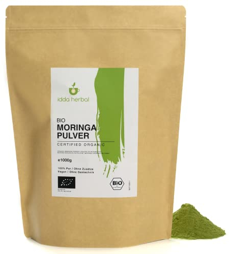 IDDA Herbal Moringa Pulver BIO 1kg, Moringa Oleifera, Moringablätter getrocknet und gemahlen