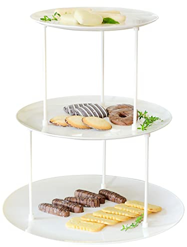 Youngever Plateau de Service à 3 Niveaux, Presentoir a Gateau 3 Étages Présentoir à Gâteaux, Support Gateau Présentoir à Macarons, Porte Gateau Presentoir Cupcake Bonbons Donuts