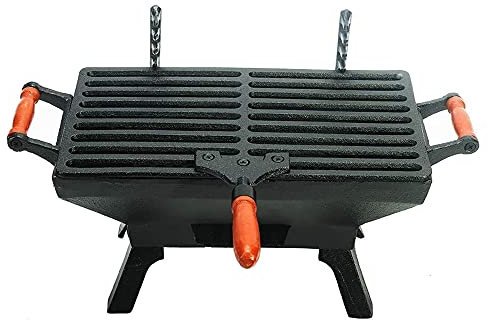Barbecues portable Fonte UN BARBECUE Grillades robustes robustes, table extérieure intérieure petite cuisinière au charbon de charbon de bois, rectangle fumeur grill pour le camping, pique-nique, fête
