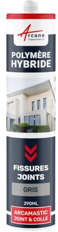 Mastic d'Étanchéité, Joint Extérieur, Fissure, Façade 290 ml x 1 Gris Clair | Rebouche les Fissures, Joints et Collage Étanches, Adhère sur Béton, Pierre, Bois et Métal, Int/Ext - Arcane Industries