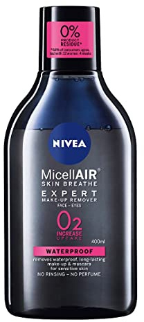 NIVEA Micellar Water 400ML Waterproof Nivea MicellAIR 3in1 Formula That Effectively Removes Makeup, Cleanses, and Moisturizes Skin Without Rubbing, Using Micelles to Attract Oil, Dirt, and Makeup