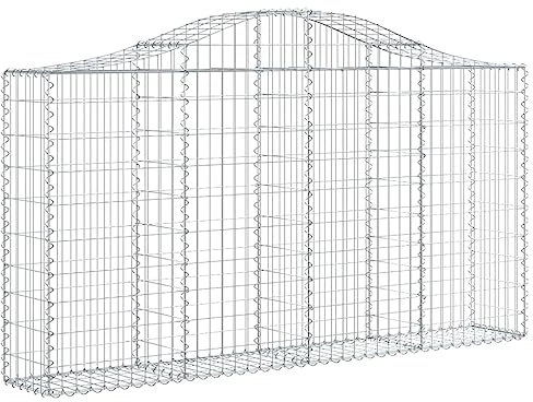 vidaXL Panier de Gabions Arqué Cage à Gabion Mur de Gabion Panier à Pierre Gabion pour Pierre Jardin Patio Extérieur 200x30x100/120 cm Fer Galvanisé