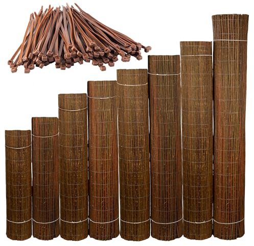 Ogrodzenia Wiklinowe Weidenmatte 110 x 300 cm - Balkon Sichtschutz - Zaun Garten aus Holz - Sichtschutz Garten - Windschutz & Sonnenschutz - Schattenspender