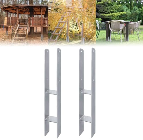 ACXIN Juego de 2 soportes para postes en H, anclajes en H, acero inoxidable con revestimiento, para instalaciones fijas al aire libre, 121 x 600 mm, grosor del material de 5 mm