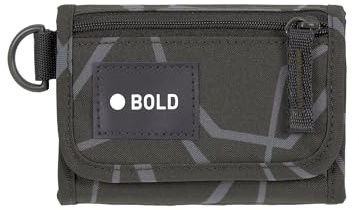 BOLD Lässig Kinder Geldbeutel mit Klettverschluss und transparenten Sichtfenster/School Wallet Bold Edges grey
