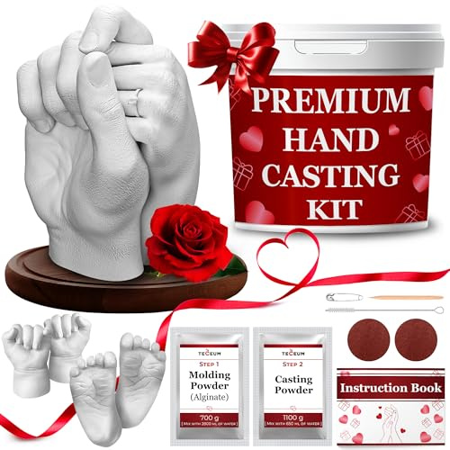TECEUM Kit para Molde de Manos – Regalo DIY para Parejas, Familias y Bebés | Regalo Único para Bodas, Aniversarios, Baby Shower, Día de la Madre y Navidad. Ideal para Ella y Él