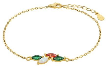Amor Armband 925 Sterling Silber Damen Armschmuck, mit Zirkonia synth., Opal synth., 17+2 cm, Gold, Kommt in Schmuck Geschenk Box, 2037009