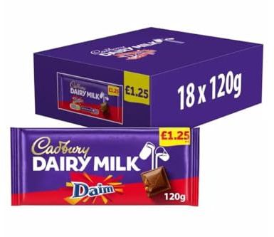 Cadbury Daim de lait laitier 120 g x 18 barres