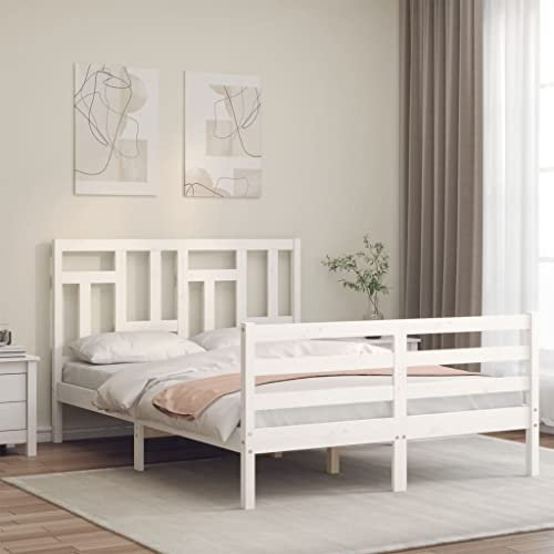 BUKSCYJS Palettenbett,Schrankbettmassivholzbett Mit Kopfteil Weiß 120x200 Cmgeeignet FüR Wohnzimmer, Schlafzimmer, Lounge, Balkon, Sofa, Wohnung, GäStezimmer