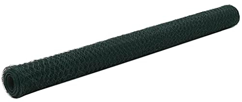 LAPOOH Drahtzaun Stahl mit PVC-Beschichtung 25x1,5 m Grün, Maschendrahtzaun, Gartenzaun, Hühnerzaun, Hundezaun, Hasendraht, Draht Zaun 143261