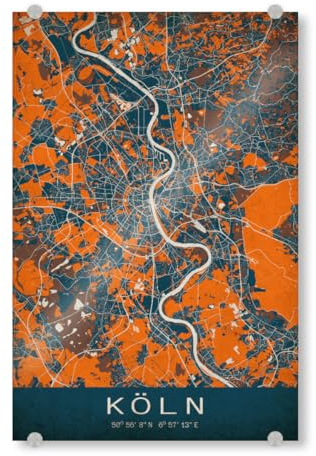 artboxONE Acrylglasbild 45x30 cm Städte/Köln Kölner Vintage Map Bild hinter Acrylglas - Bild köln köln köln City
