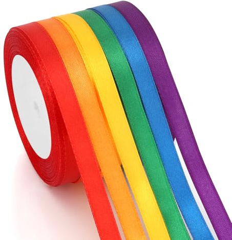 Geschenkband 6 Farben Satinband 10mm×23m Schleifenband Seidenband Stoffband Seidenbänder Bunt Für DIY Handwerk Dekoband Zum Basteln Geschenkverpackung Geburtstag Blumenstrauß Ostern Party Deko