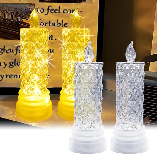 TINYOUTH 2 Stück Hochzeit LED Kerzen, Hochzeitstisch Kerzen Licht AAA Batterie Enthalten ffür Hochzeitsfeier Jubiläum Verlobung Dekoration, Diamanten Muschel