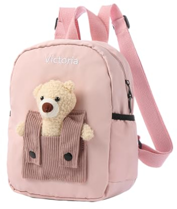 Glimmerday Personalisierte Rucksäcke für Kinder, süße Cartoon-Schultaschen für Mädchen mit personalisierten Namen, Rucksack für Kindergartenkinder, Kita-Rucksack für Mädchen, Geschenk zum Schulanfang