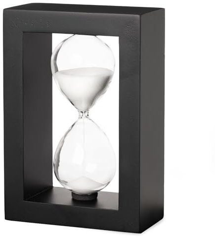 Clessidra decorativa rettangolare nera con cornice in legno, 5 minuti, elegante decorazione per casa e ufficio, strumento di produttività e gestione del tempo (bianco)