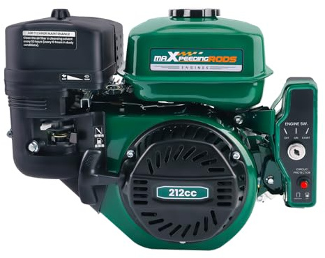 maXpeedingrods 7HP 212cc Petrol Engine, Electric Start 4 Stroke OHV Horizontal Shaft Gasoline Engine, 19.05mm Diameter Shaft for Go-Karts, Boats, Compressors, Lawn Mowers, Water Pumps