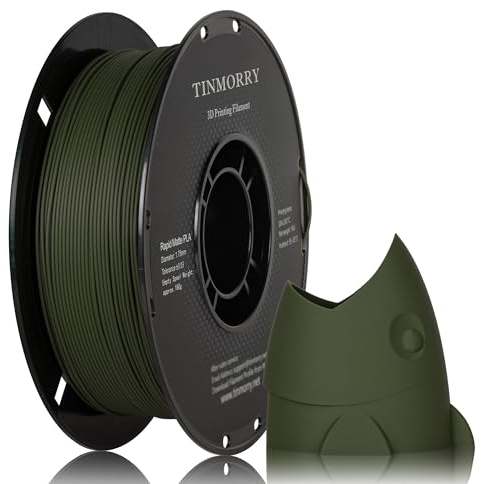 TINMORRY Filamento PLA opaco 1,75 mm, colore senza lucentezza, trama opaca, bobina da 1 kg (2,2 lbs), alta compatibilità con stampante 3D Bambu Lab FDM, verde militare opaco
