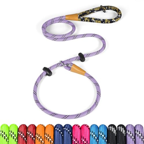 Lynxking Laisse réfléchissante pour chiens - Corde robuste et confortable - Taille L - Violet clair - Convient pour petits, moyens et grands chiens - Sans traction