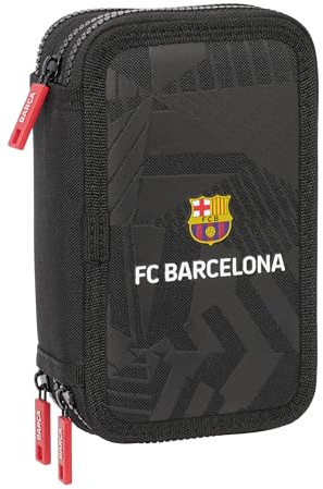 FC Barcelona Black Schulmäppchen mit 37 Utensilien, Federmäppchen für Kinder, ideal für Kinder von 5 bis 14 Jahren, bequem und vielseitig, Qualität und Widerstandsfähigkeit, 12,5 x 5,5 x 19,5 cm,