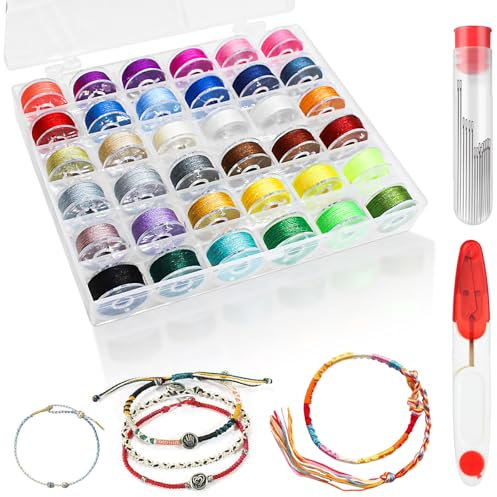 MirraSwit Nähgarn Set mit 36 Farben, Nähmaschinengarn für Haushalts, Nähmaschinengarn je Garnrollen, mit Schere, Schachteln für Garn Nähmaschin