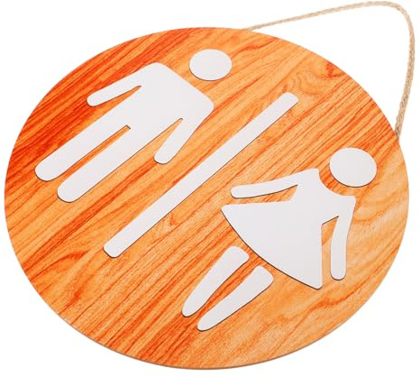 Alipis Letreros Baño de Madera Redonda Letrero Rústico para Baño Pared Adecuado para Hombres y Mujeres Casa