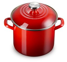 Le Creuset Traditioneller Suppentopf aus Emaille auf Stahl, 5,68 l, Cerise mit Edelstahlknauf
