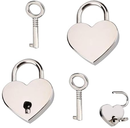 2Pcs Cadenas en Forme de Coeur avec Clé Mignon Mini Serrures en Métal Cadenas D'amour De Coeur Avec Clé pour Boîte à Bijoux Agenda Aac à Main