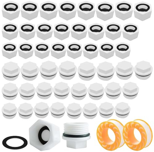 48 tappi per tubi in plastica TREABEAR, tappo 15/21 20/27 26/34 maschio e femmina con anello in gomma e arresto dell'acqua, tappi filettati esagonali da 1/2 pollici 3/4 maschio e femmina
