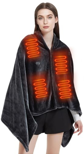 Rppiup Elektrische Heizdecke USB, Wärmedecke Heizdecke, Flanell Elektrische Wärmedecke mit Reißverschluss, 3 Temperaturstufen, Waschbar Heizdeckes Kuscheldecke für Haus Büro Auto Camping, 160 * 80CM